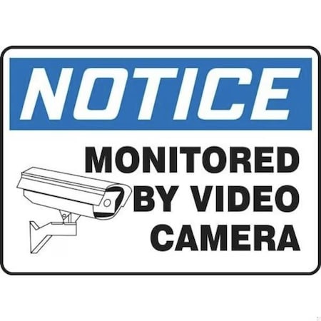 Accuform MONITORed BY VIDEO CAMERA WGRAPHIC, Adhesive Dura-Poly, 10 in x 14 in, Adhesive MASE823XV